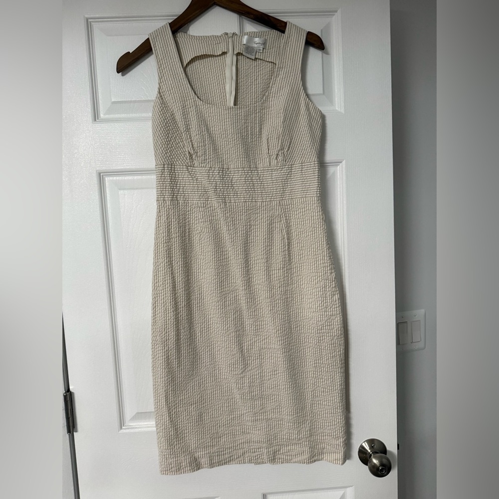 Vintage Spiegel Textured Cream Midi Dress
